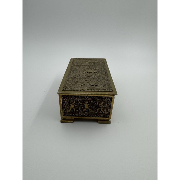 Vintage Brass Jewelry Music Box Music Does Work - Picture 6 of 8